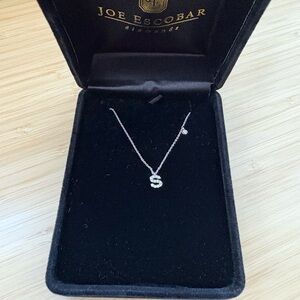 White Gold S Initial Necklace